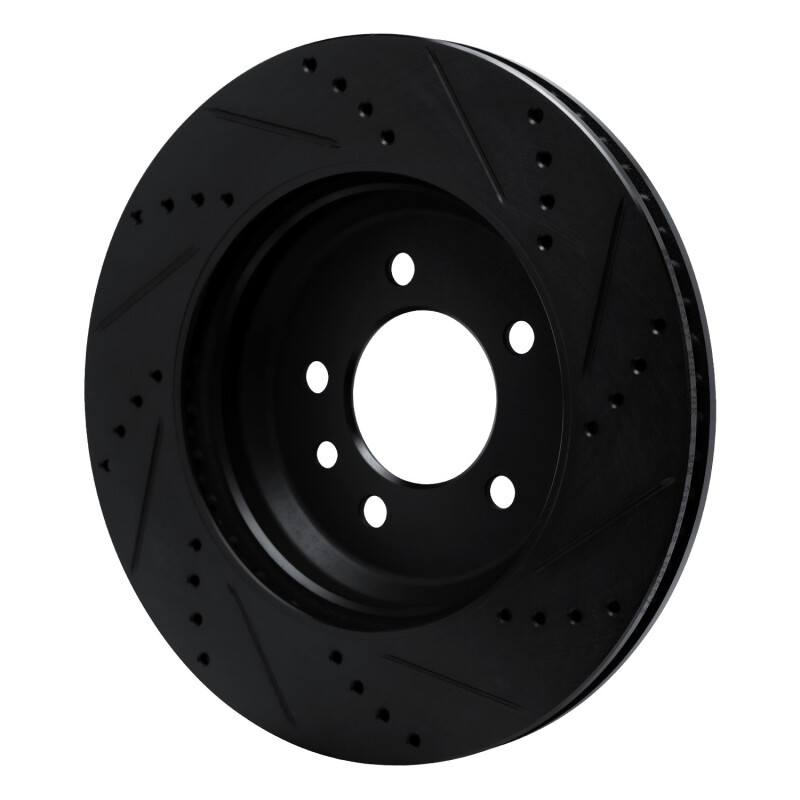 Land Rover Defender 90 Brake Rotor (1) - Rear Right - R1 Concepts - Drilled & Slotted - Black - `20-`25